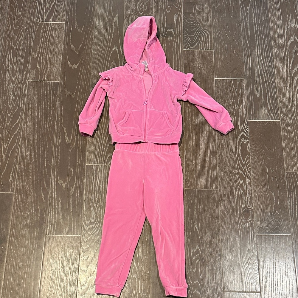 90 Degree By Reflex Pink Velour Hoodie & Jogger Set